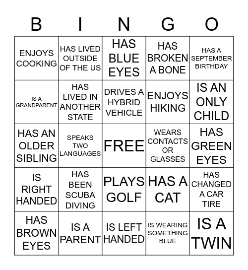 FIND SOMEONE WHO... Bingo Card