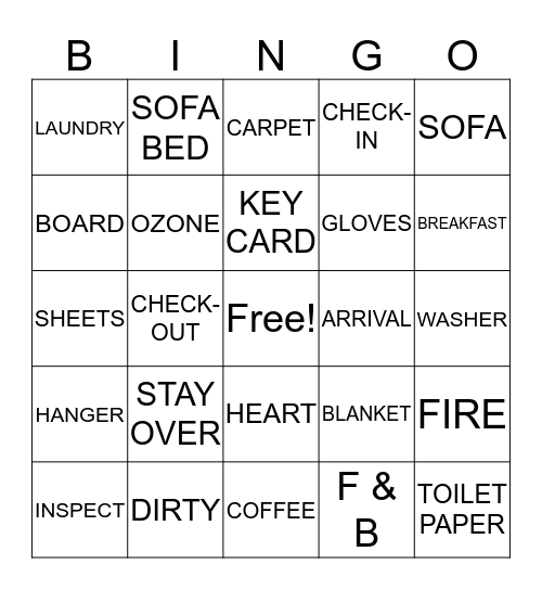 HOUSEKEEPING Bingo Card