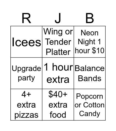 Rockin' Jump Bingo Card