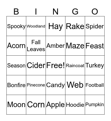 Fall Bingo Card