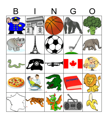 French Club Bingo Card