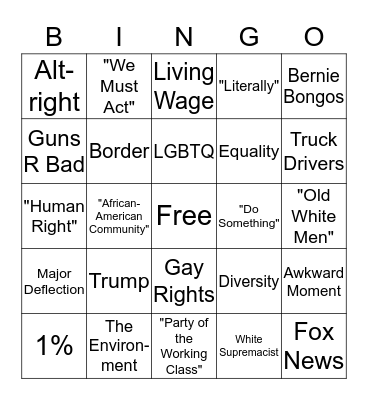 2020 Democratic Debate Bingo Card