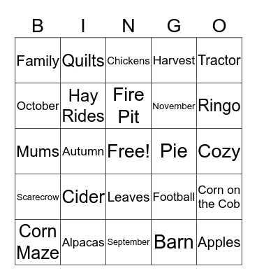 Fall Bingo  Bingo Card