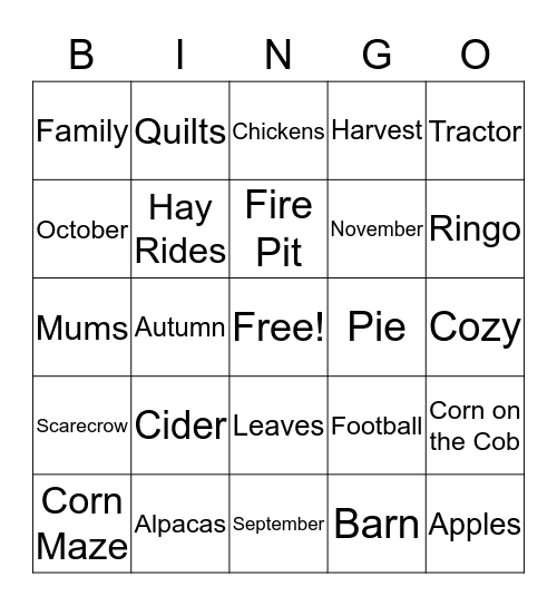 Fall Bingo  Bingo Card