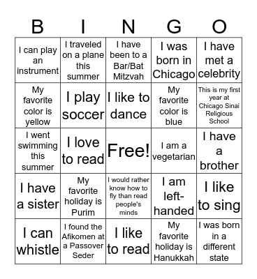 4th Grade Bingo! Bingo Card