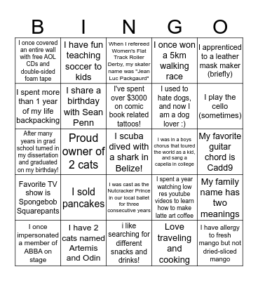 QU People Bingo! Bingo Card