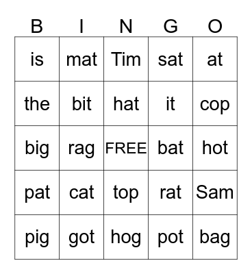 First 12 Sounds Bingo Card