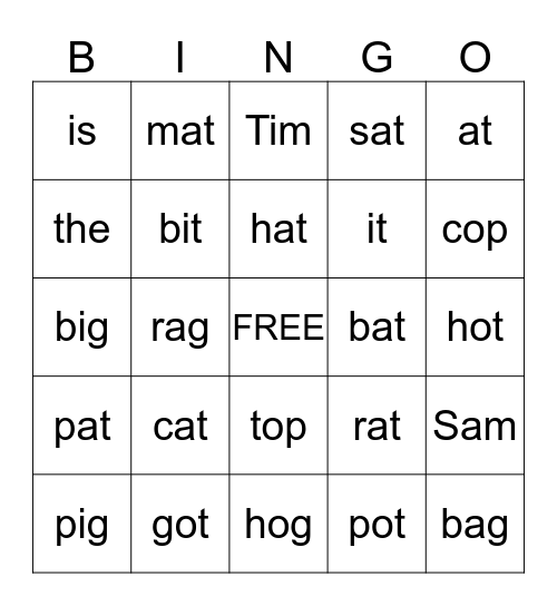 First 12 Sounds Bingo Card