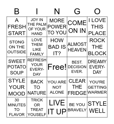 Magazine Hunt Bingo Card