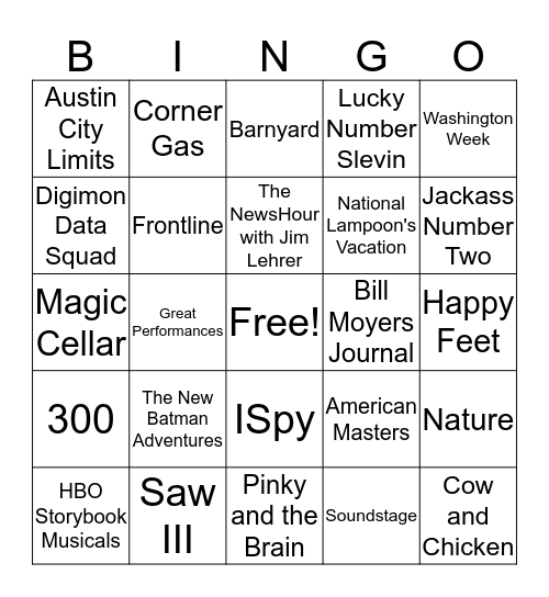 2008 Bingo Card