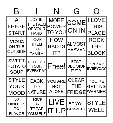 Magazine Hunt Bingo Card