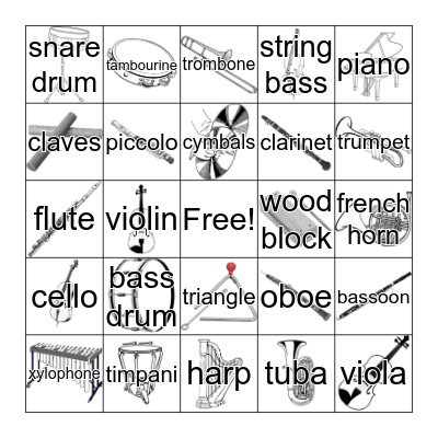 Instruments of the Orchestra Bingo Card