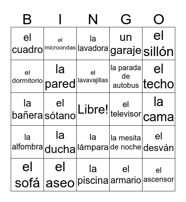 Los muebles/La casa: Múinteoir Zelda Bingo Card
