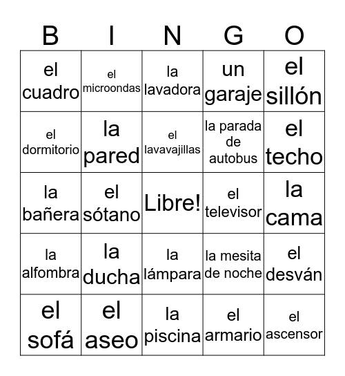 Los muebles/La casa: Múinteoir Zelda Bingo Card