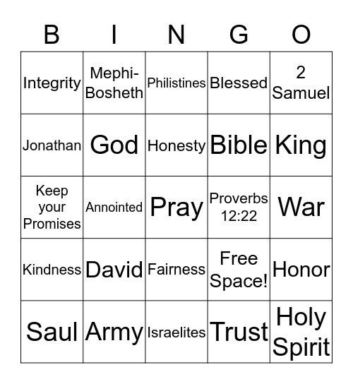 2 Samuel Bingo! Bingo Card