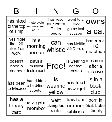 Civil Picnic Bingo Card