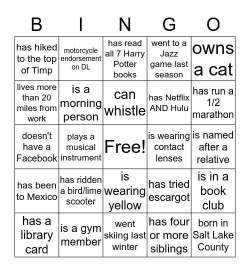 Civil Picnic Bingo Card