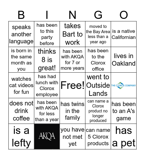 Find an AKQA employee who Bingo Card
