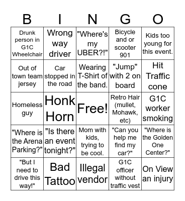 G1C BINGO! Bingo Card