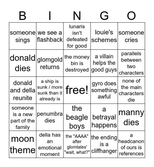 MOONVASION!! Bingo Card