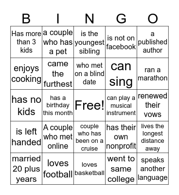 First Comes Love Marriage Retreat Bingo Card