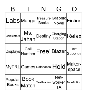 THS Library Orientation BINGO Card