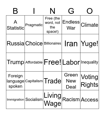 Bernie Bingo! Bingo Card