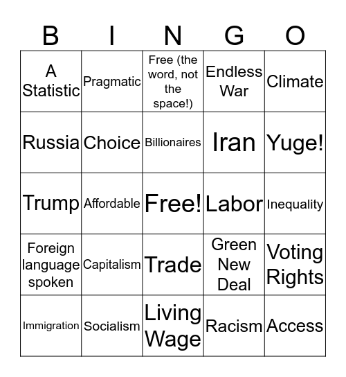 Bernie Bingo! Bingo Card