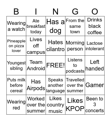 SCIENCE 1A03 Bingo Card