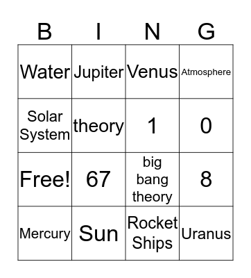 Planet Bingo Card