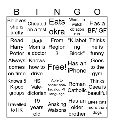 SAS 1 BINGO Card