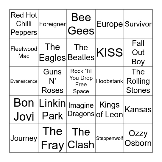 Lifeteen Musical Bingo Card