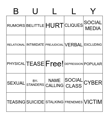 BULLY BINGO Card