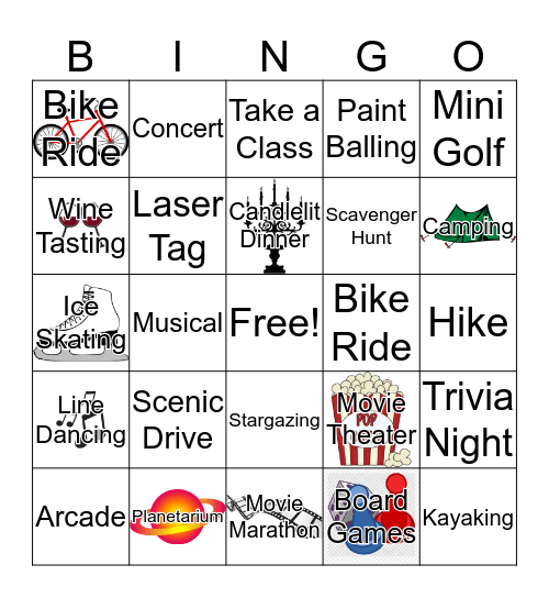 Date Night Bingo Card