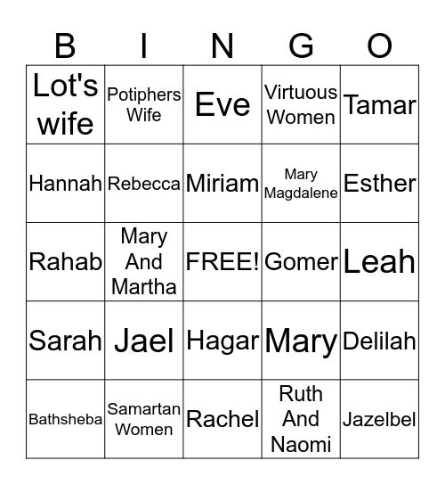 Ladies of the Bible Bingo Card