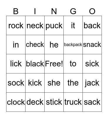 CK and Sight Words Bingo Card
