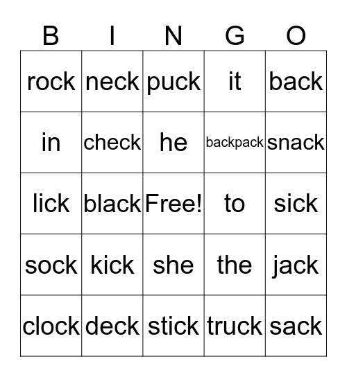 CK and Sight Words Bingo Card