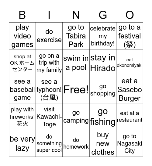Did you.....? Bingo Card