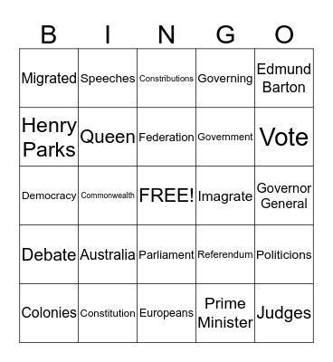 federation bingo Card