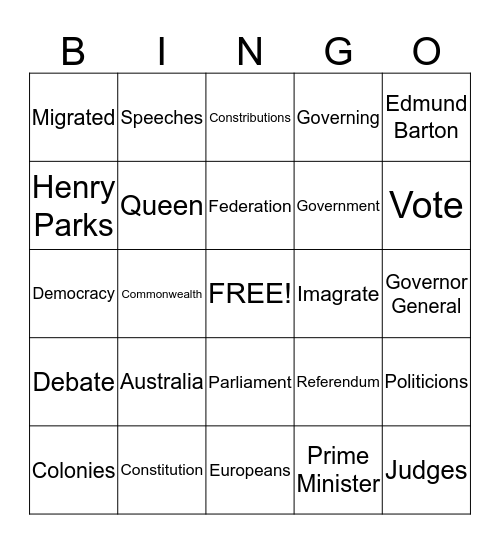 federation bingo Card
