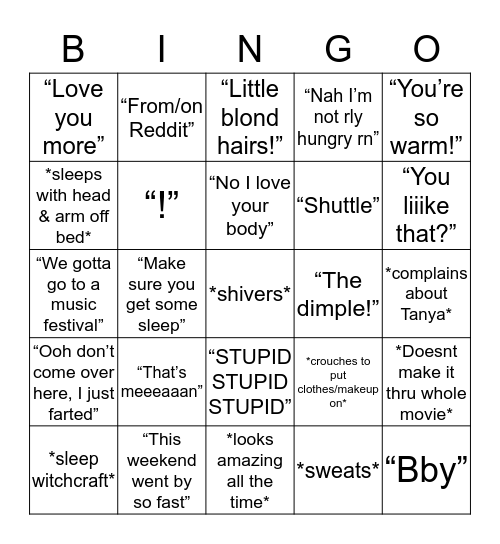 A❤️A Bingo Card