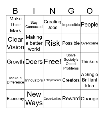 Entrepreneurs Bingo Card