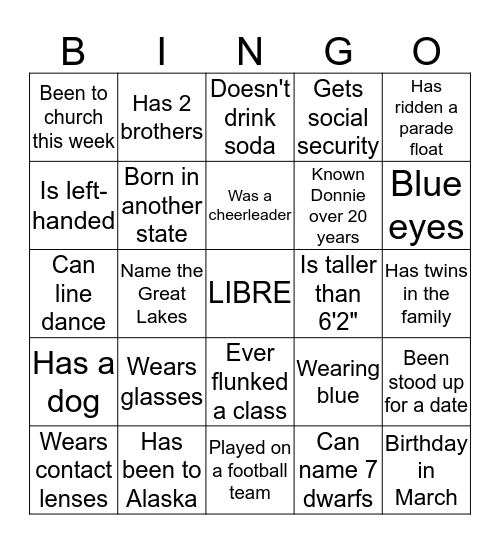 Donnie's Fiesta Bingo Card