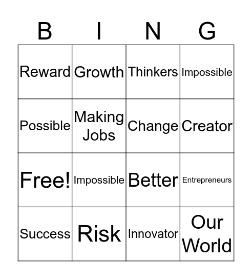 Entrepreneurs Bingo Card