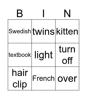 Unit 1 Bingo Card