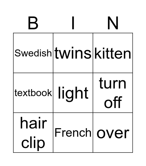 Unit 1 Bingo Card