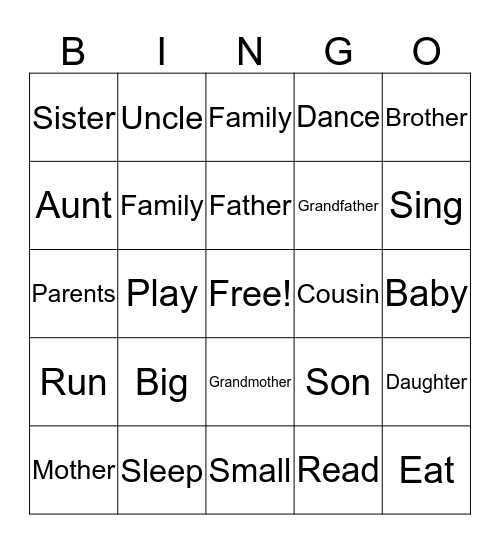 Family Words! Bingo Card