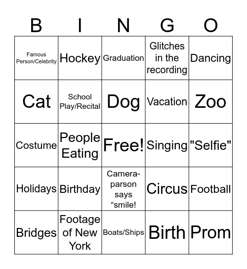 Home Movie Day 2019 BINGO Card