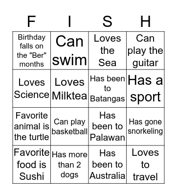 Marine Science Bingo Card