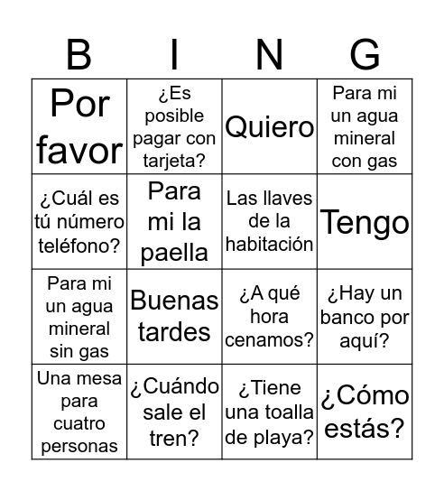 Hablamos español Bingo Card